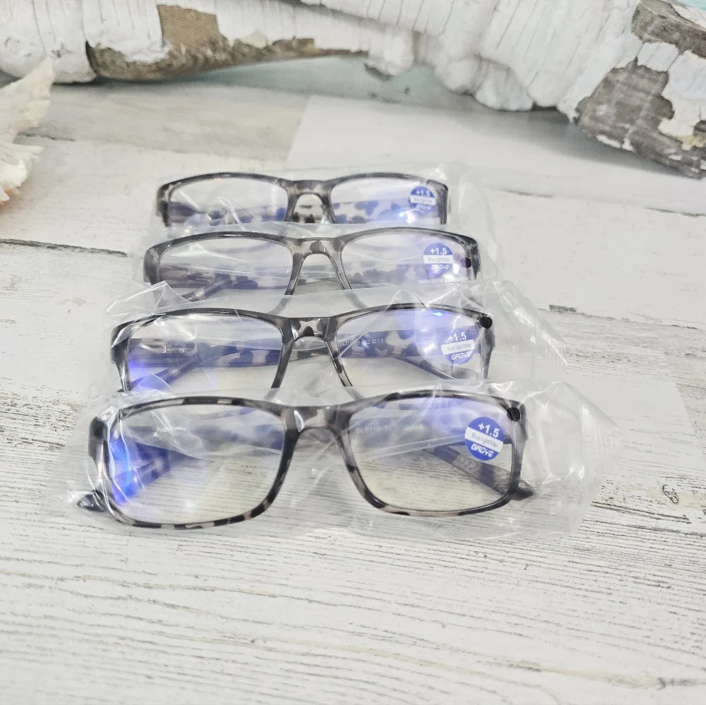NEW Set of Four Reading Glasses Men/Women, Eyeglasses, Blue Light Readers